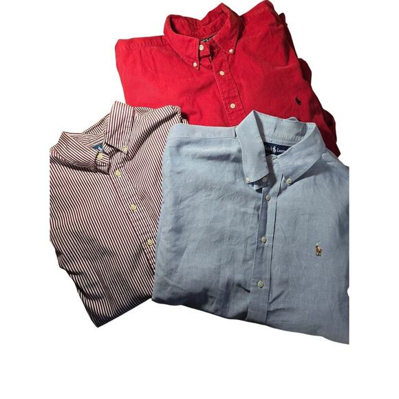 Lot of 3 Ralph Lauren Mens Long Sleeve Button Up Shirts Size 17 1/2, US XL - Picture 1 of 7